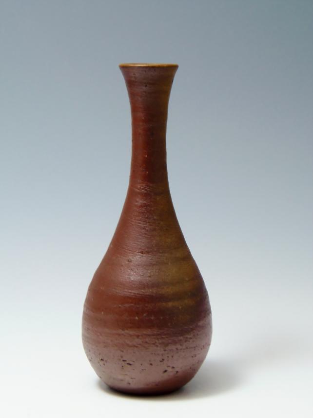 城南骨董-備前焼 鶴首花瓶 七十七代 金重利陶苑 陶弘 330