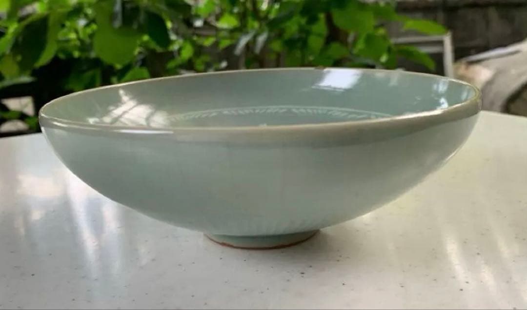 希少　三和高麗焼　青磁　象嵌雲鶴文　鉢　菓子鉢　戦前