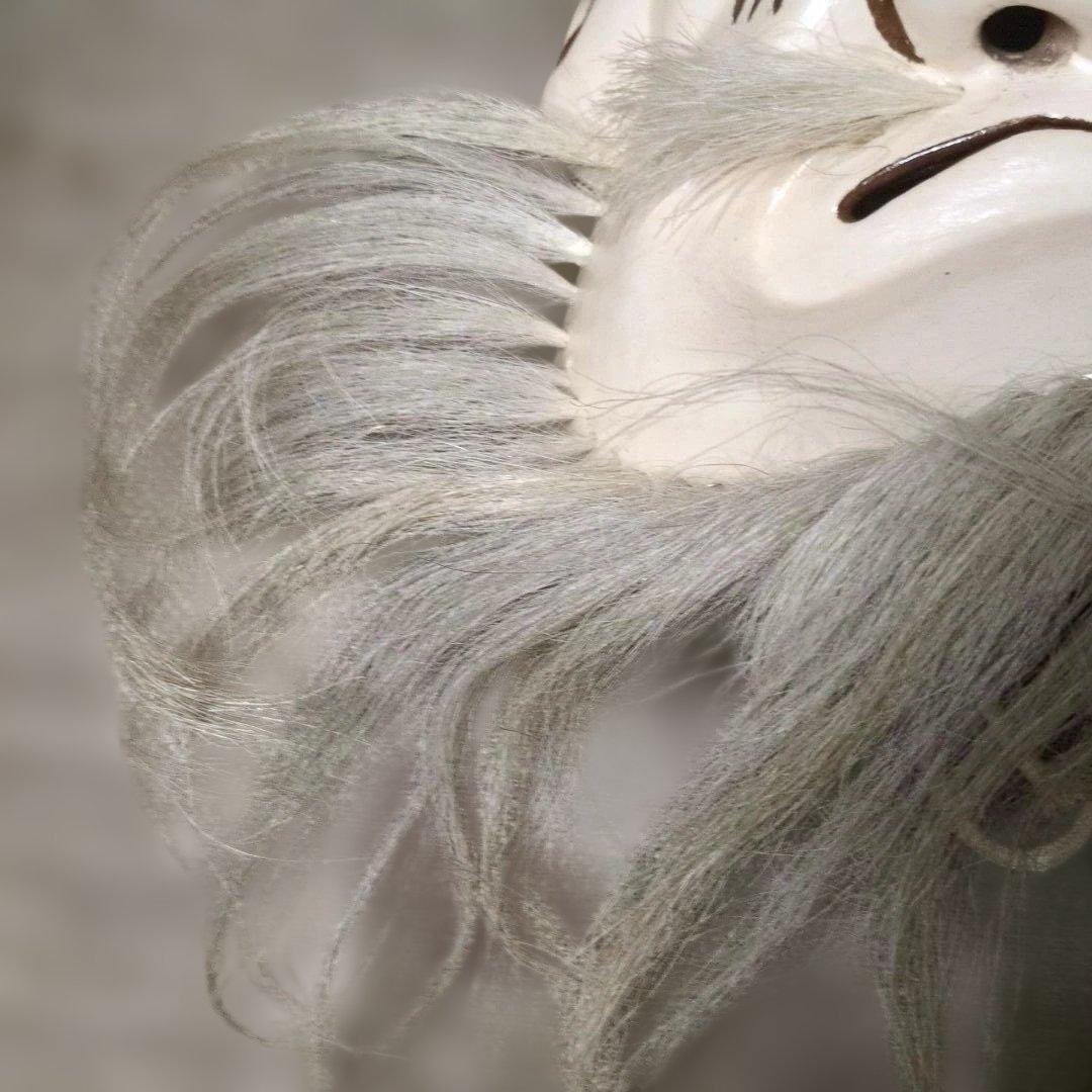 備中神楽面 翁面 上田春山 作 木製 髭付き - メルカリ